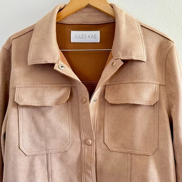 Jules Kae Hannah Beige Oversized Shacket Jacket Size XS - Picture 9 of 12